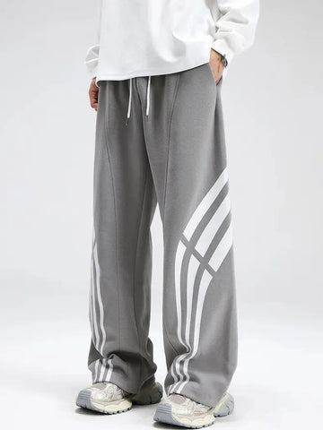 Aidase Cotton Straight Leg Sweatpants Men's Loose Drape Side Stacked Athletic Casual Pants Irregularly  Soft Breathable Simple Sport aidase-shop